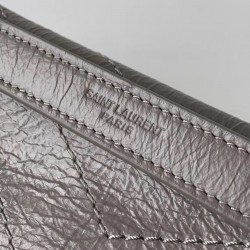 Saint Laurent Medium Niki Bag In Grey Crinkled Leather 803