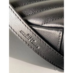 Saint Laurent College Large All Black Matelasse Leather Bag 868