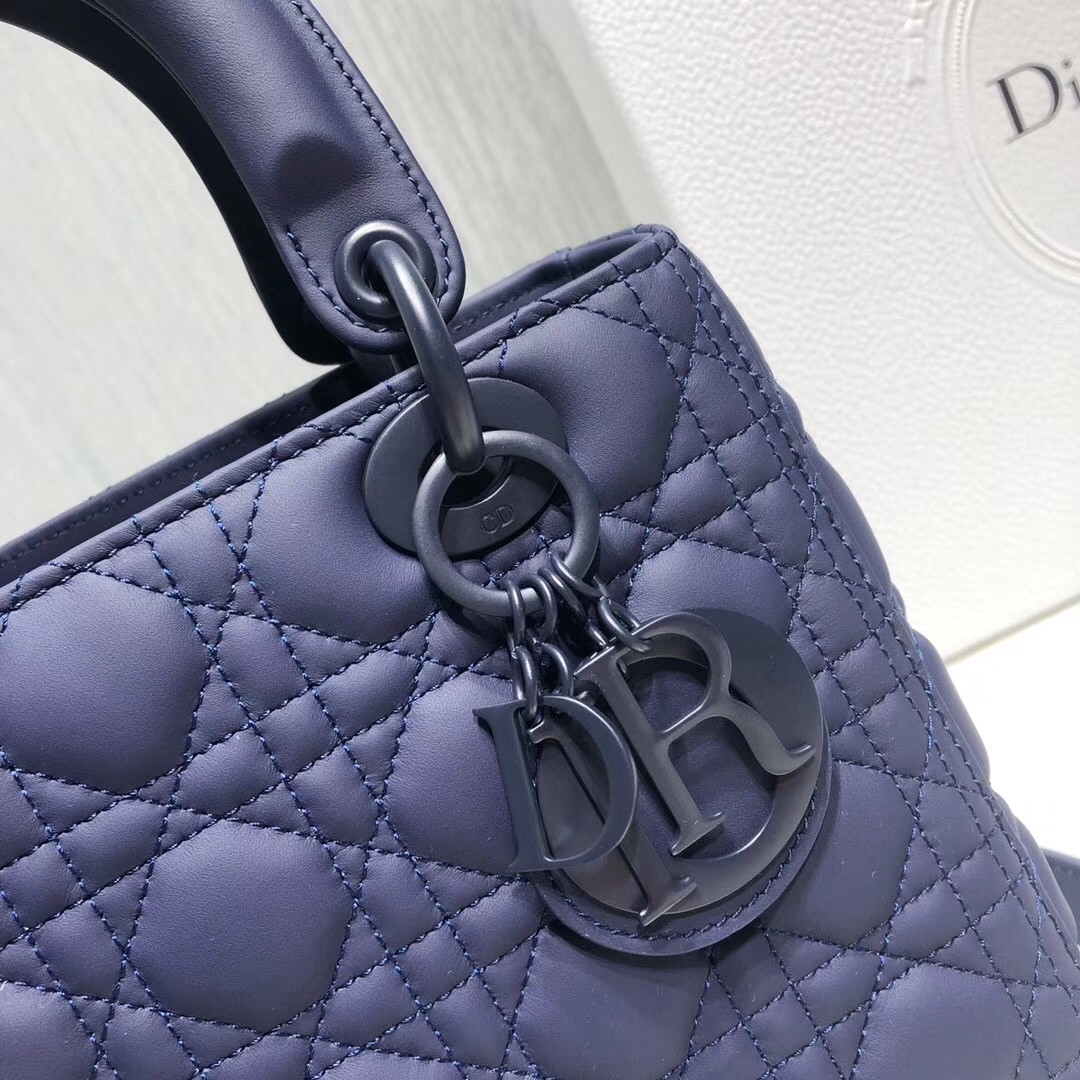 Dior Medium Lady Dior Bag In Indigo Blue Ultra Matte Calfskin 935