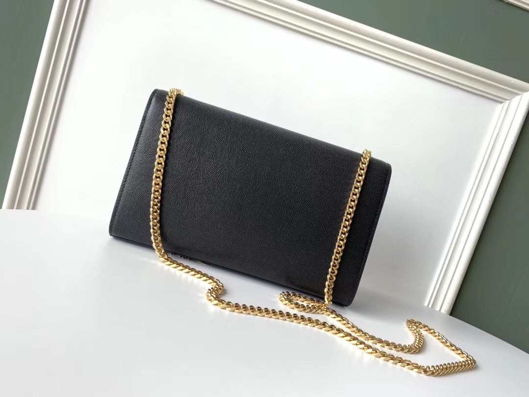 Saint Laurent Medium Kate Bag With Tassel In Black Grained Leather 979