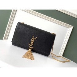 Saint Laurent Medium Kate Bag With Tassel In Black Grained Leather 979