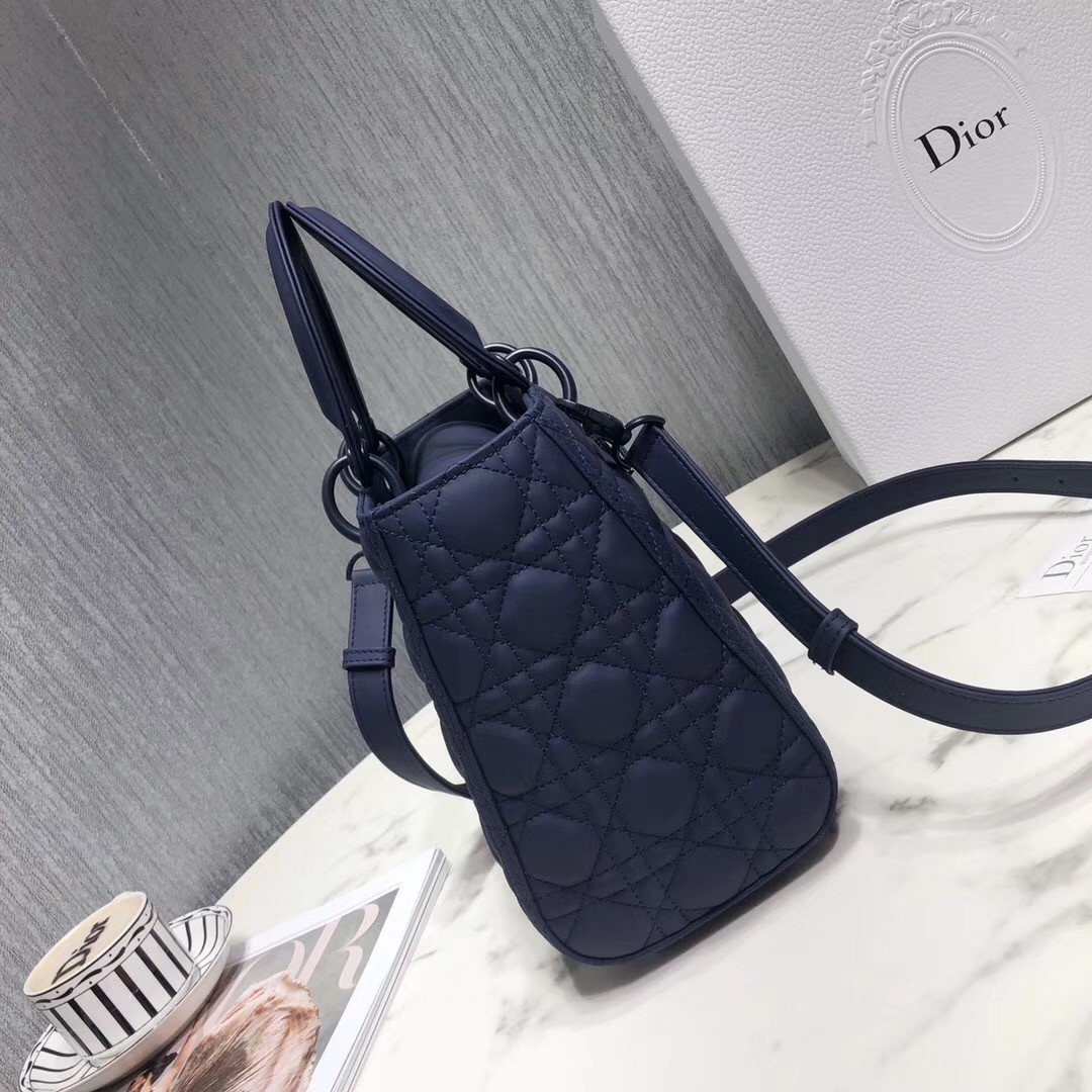 Dior Medium Lady Dior Bag In Indigo Blue Ultra Matte Calfskin 935