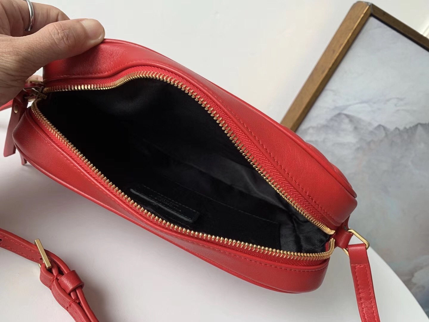 Saint Laurent Lou Camera Bag In Red Leather 548
