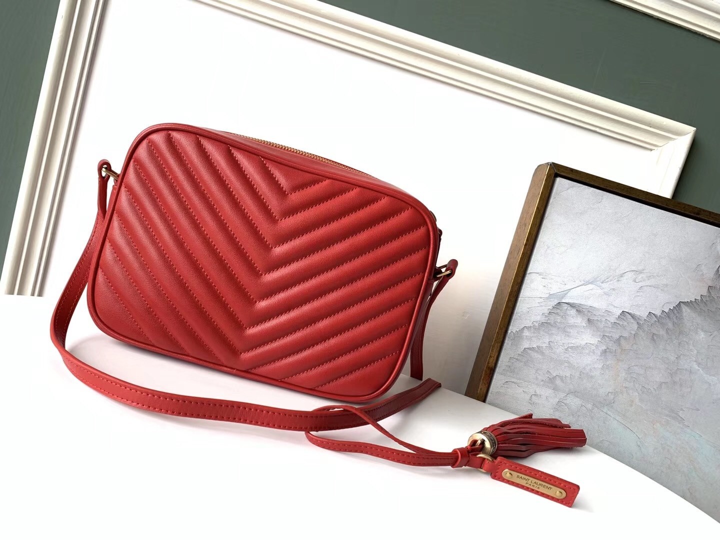 Saint Laurent Lou Camera Bag In Red Leather 548