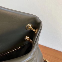 Saint Laurent Loulou Puffer Small Bag In Green Lambskin 591