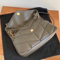 Saint Laurent Loulou Puffer Small Bag In Green Lambskin 591