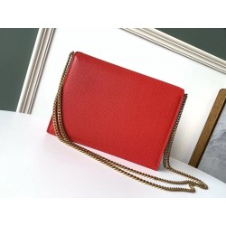 Saint Laurent Cassandra Clasp Bag In Red Grained Leather 621