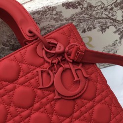 Dior Medium Lady Dior Bag In Cherry Ultra Matte Calfskin 208