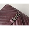 Saint Laurent College Medium Bag In Burgundy Matelasse Leather 796