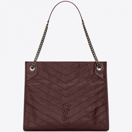 Saint Laurent Medium Niki Shopping Bag In Bordeaux Leather  923