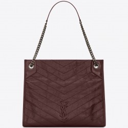 Saint Laurent Medium Niki Shopping Bag In Bordeaux Leather  923