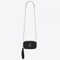 Saint Laurent Lou Mini Bag In Black Grained Leather 954