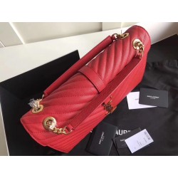 Saint Laurent Envelope Large Bag In Red Quilted Leather 586