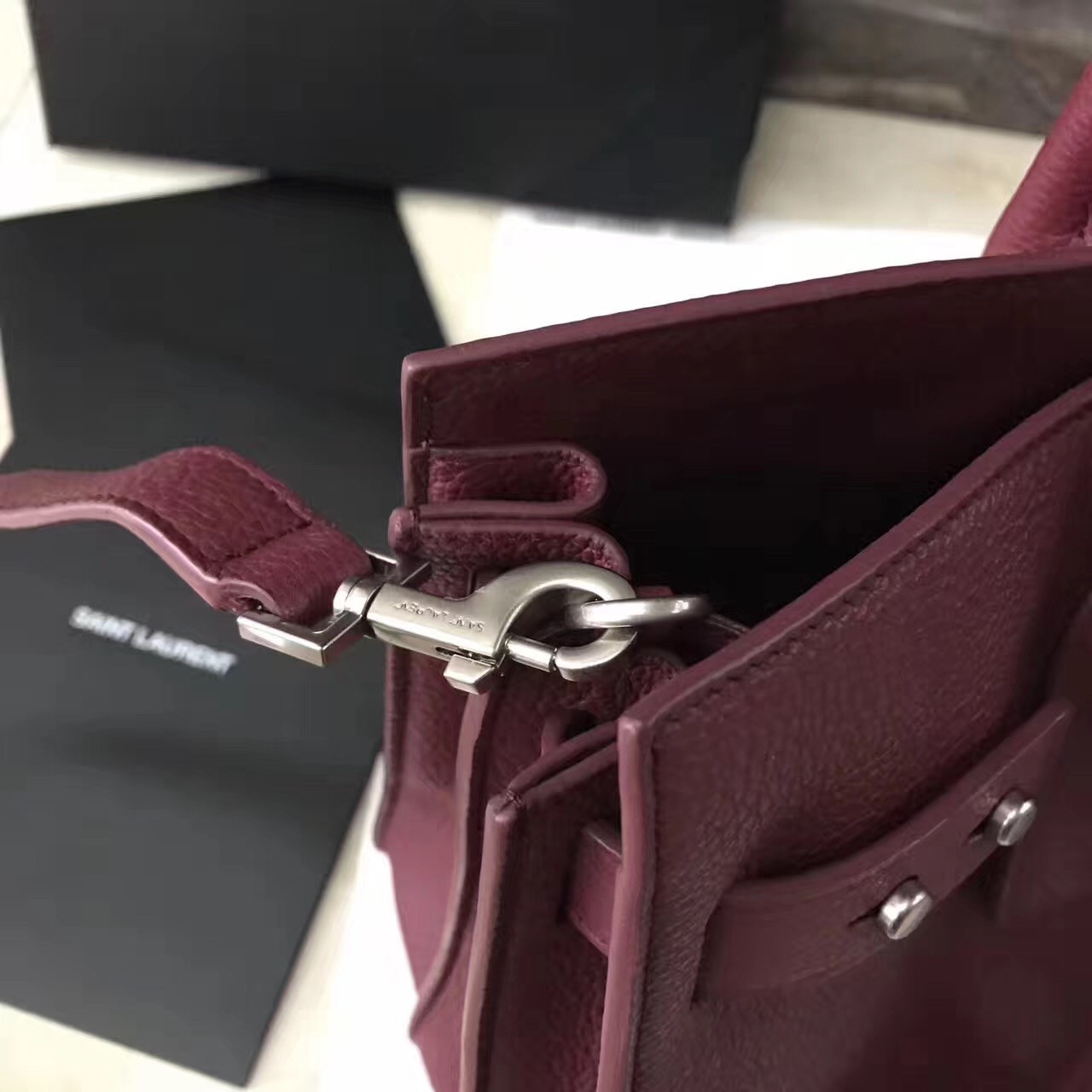 Saint Laurent Small Sac de Jour Souple Bag In Ruby Grained Leather 616