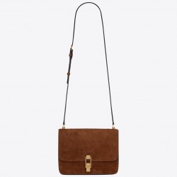 Saint Laurent Carre Satchel Bag In Brown Suede Leather 499