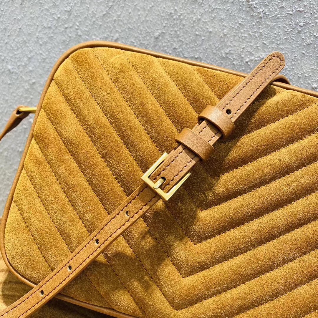 Saint Laurent Lou Camera Bag In Brown Quilted Suede 264