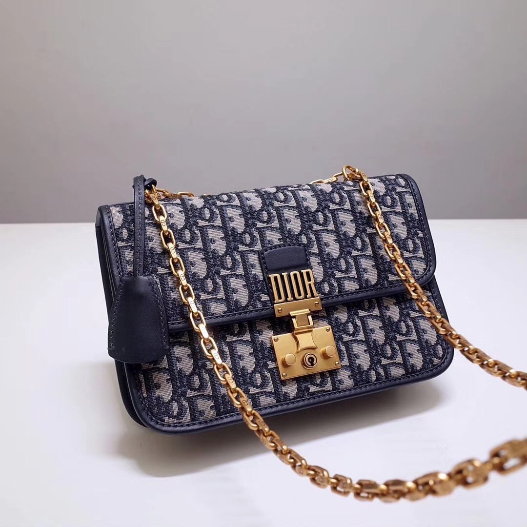 Dior Dioraddict Flap Bag In Blue Oblique Canvas 470