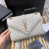 Saint Laurent Medium Envelope Bag In White Grained Leather 287
