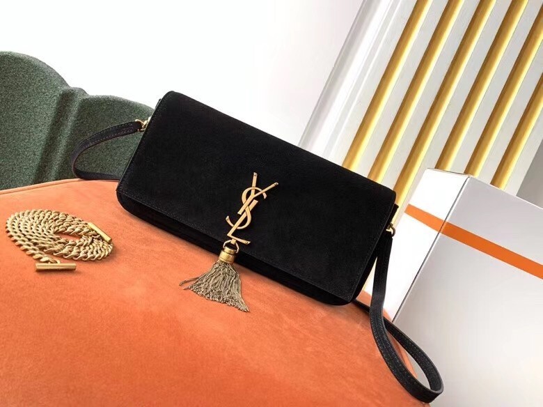 Saint Laurent Kate 99 Shoulder Bag In Black Suede 328