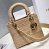 Dior Medium Lady D-Lite Bag In Beige Embroidered Canvas 505