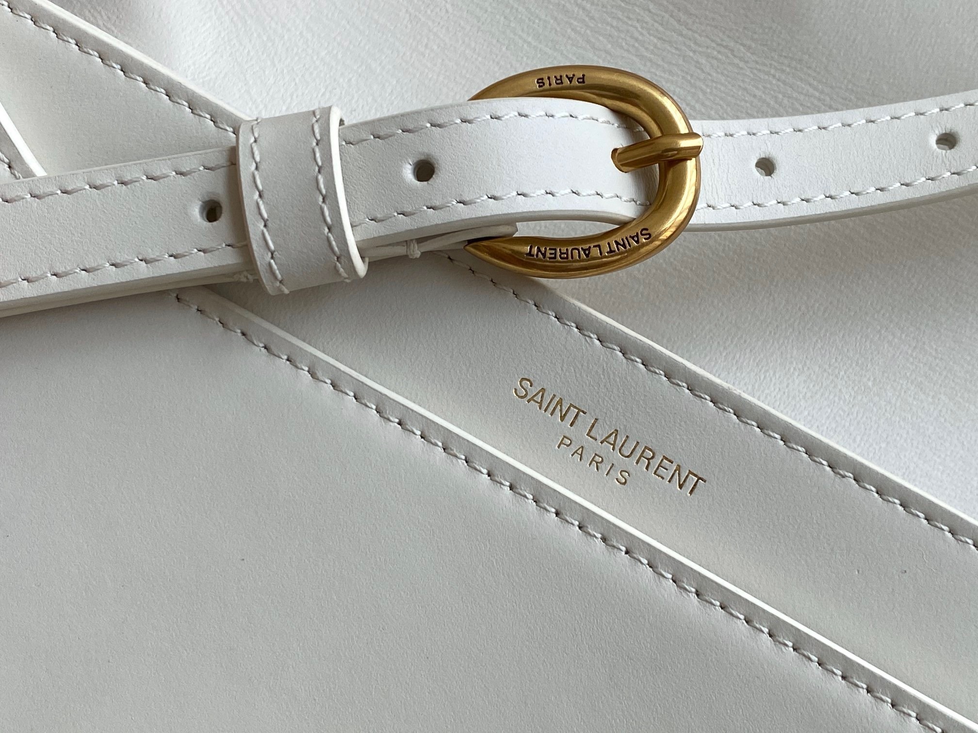 Saint Laurent Le Maillon Bag In White Calfskin 975