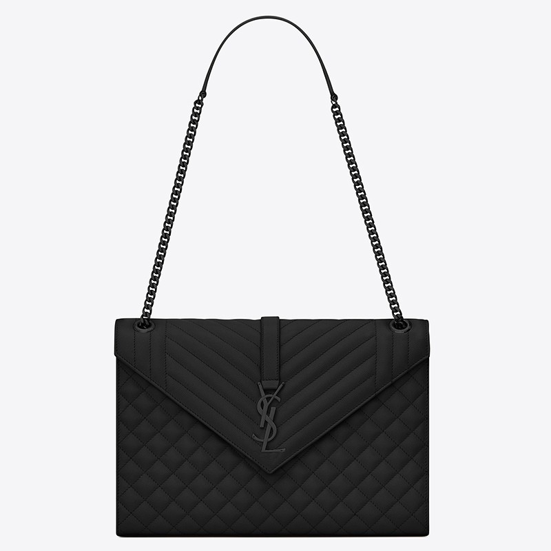 Saint Laurent Large Envelope All Black Bag 001