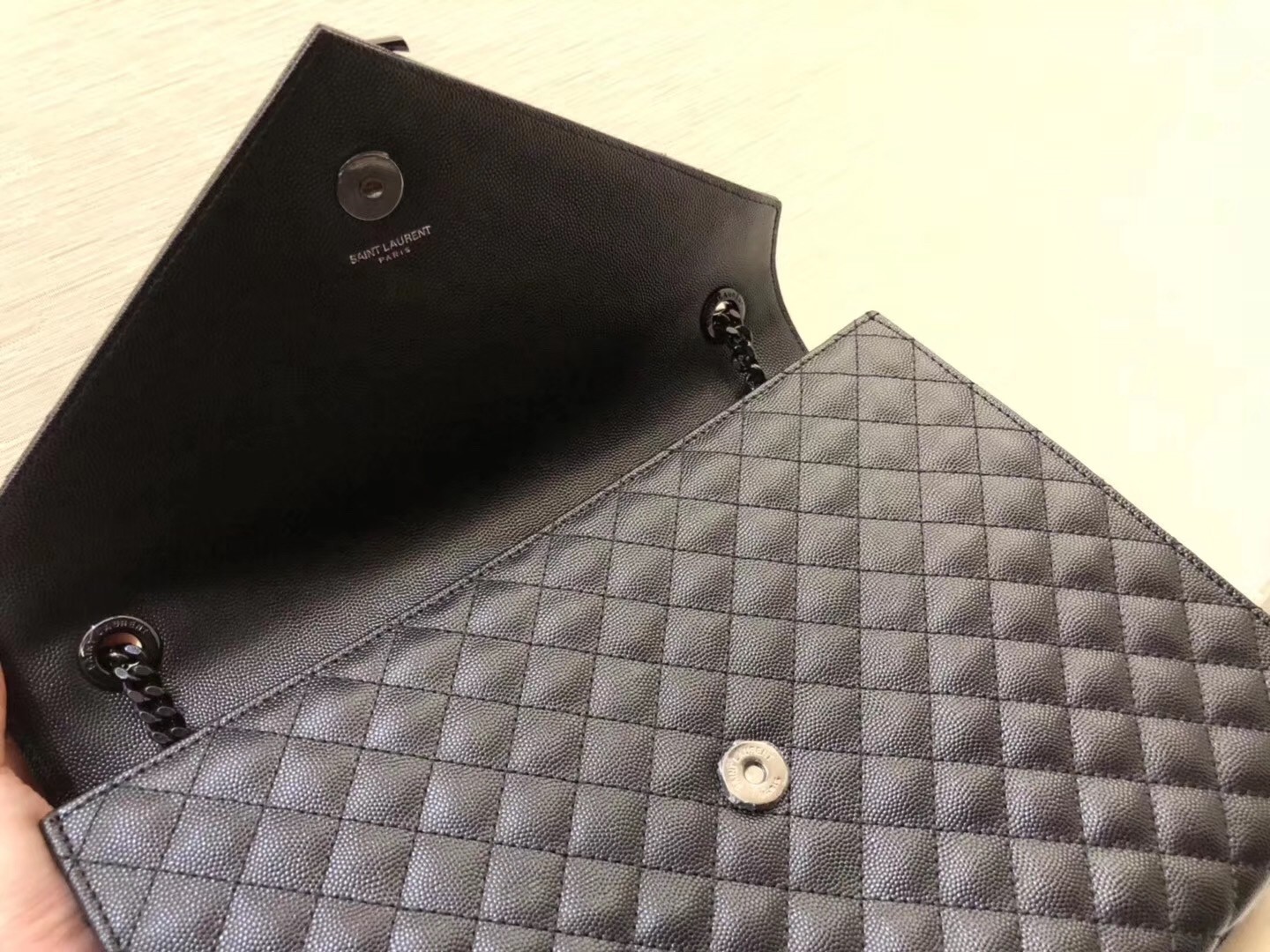 Saint Laurent Large Envelope All Black Bag 001