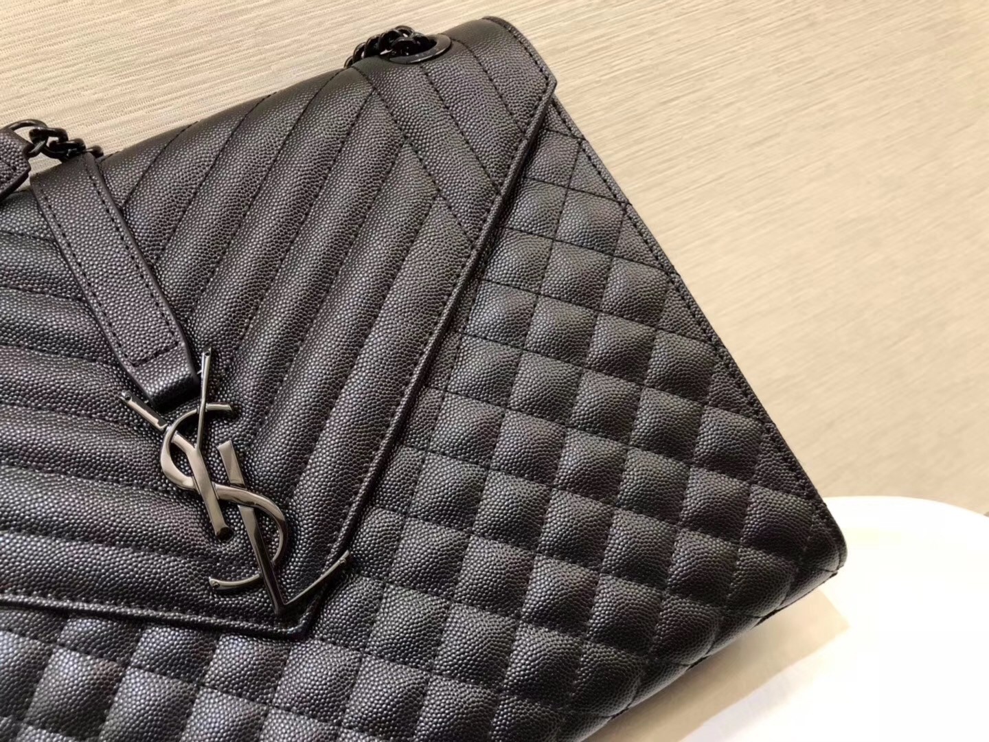 Saint Laurent Large Envelope All Black Bag 001