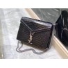 Saint Laurent Cassandra Clasp Bag In Black Croc-Embossed Leather 445