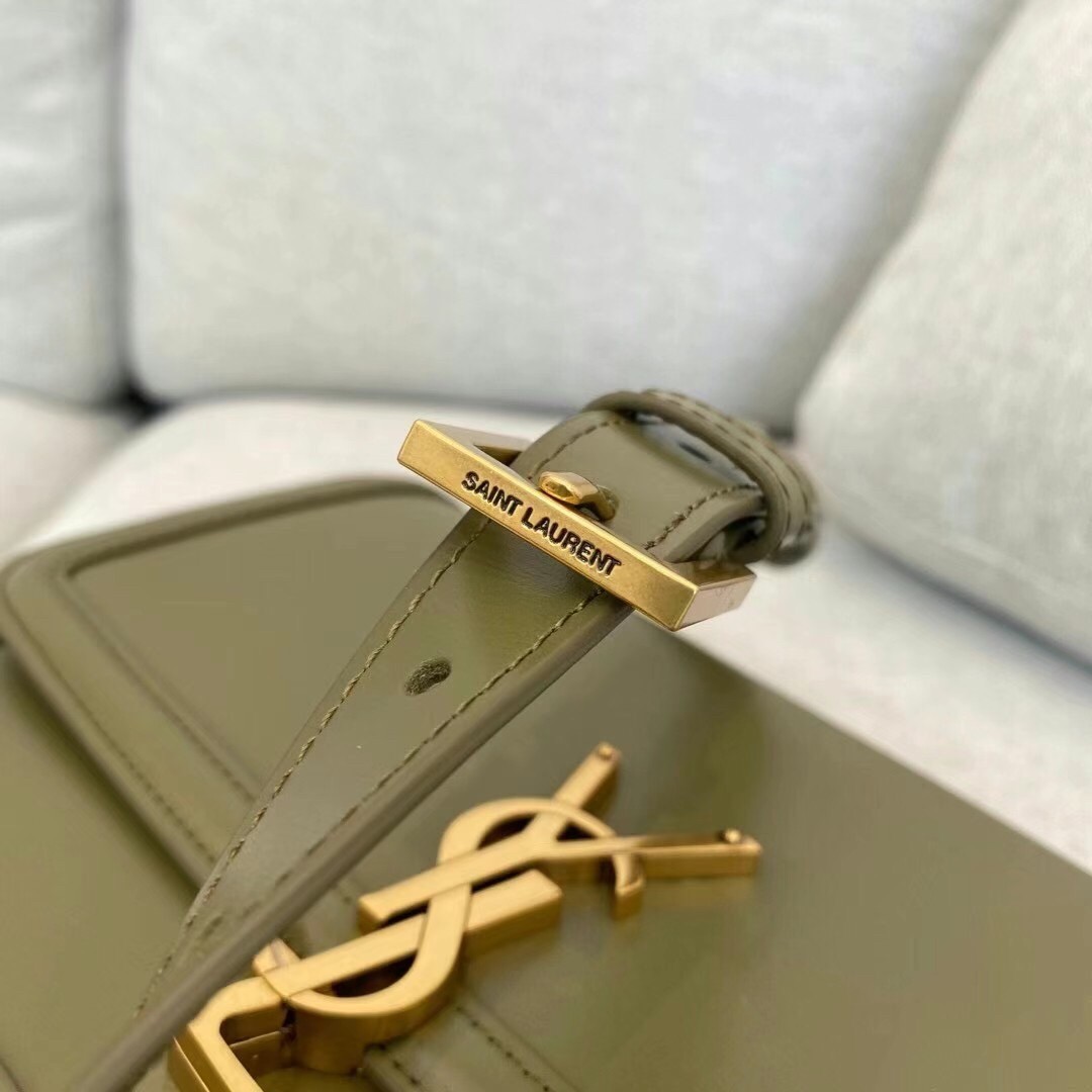 Saint Laurent Solferino Medium Bag In Khaki Calfskin 461