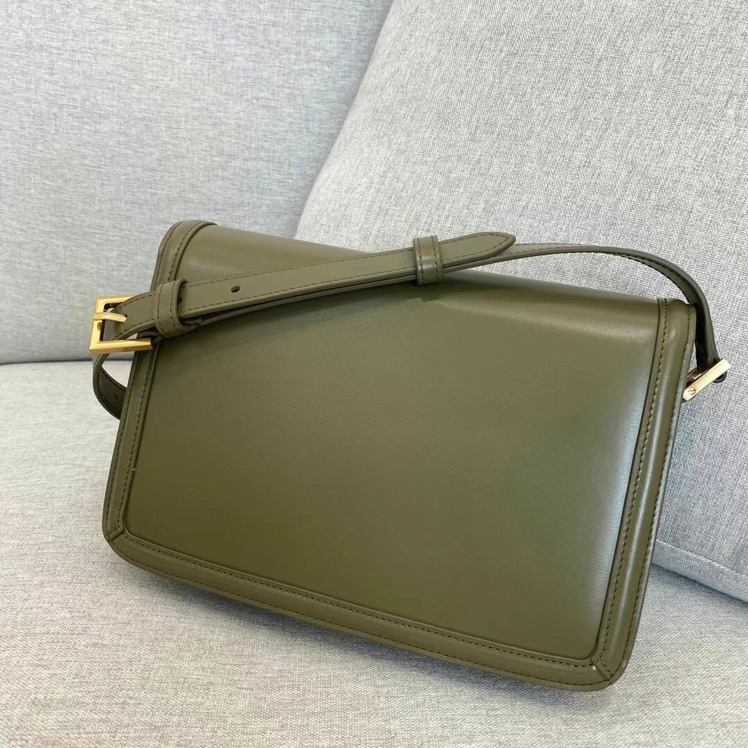 Saint Laurent Solferino Medium Bag In Khaki Calfskin 461