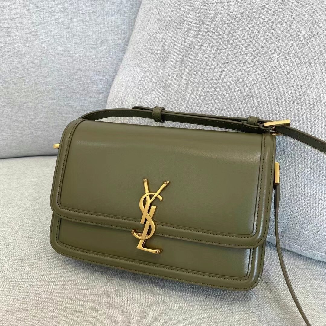 Saint Laurent Solferino Medium Bag In Khaki Calfskin 461