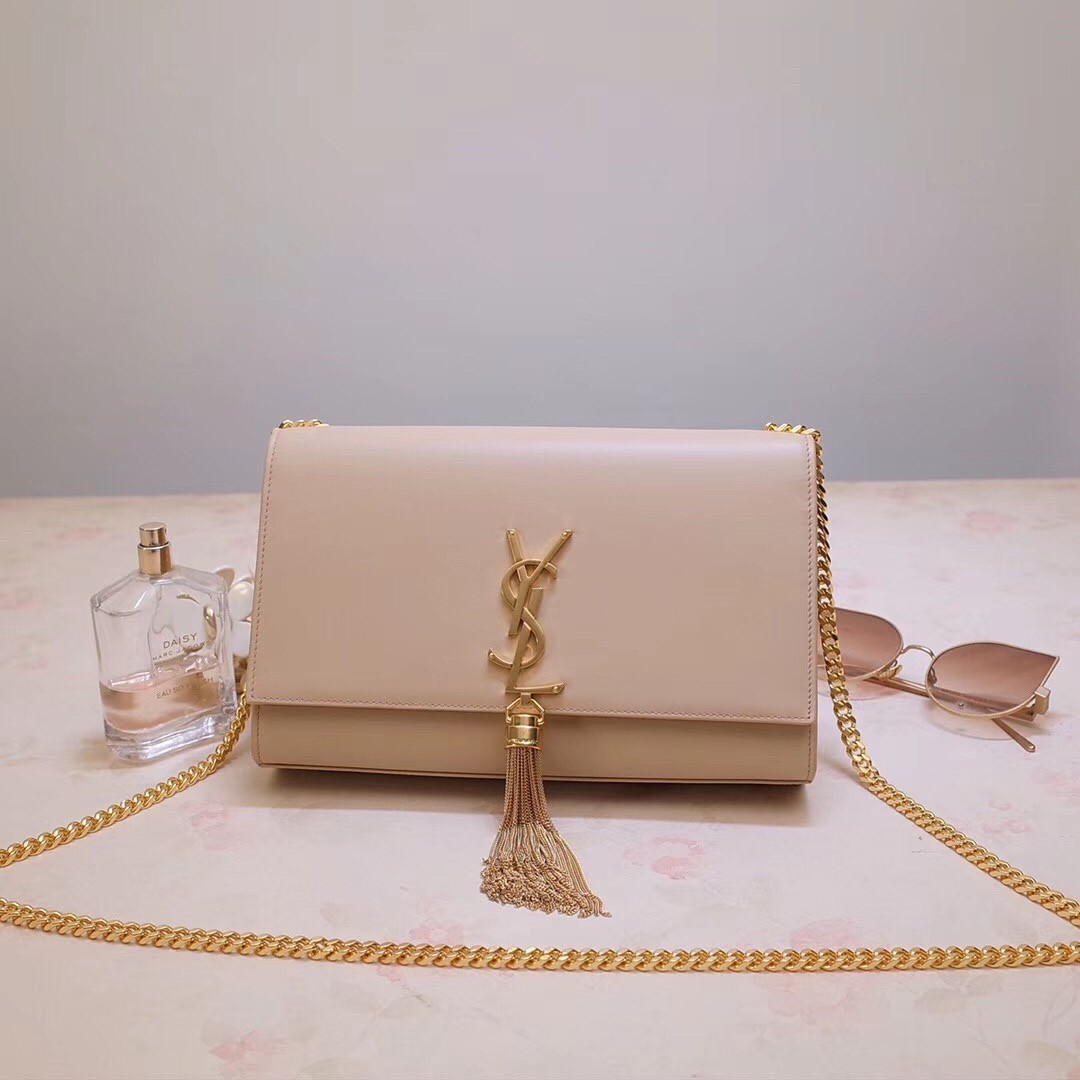 Saint Laurent Medium Kate Bag With Tassel In Powder Smooth Leather 476