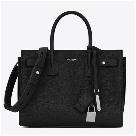 Saint Laurent Baby Sac de Jour Souple Bag In Black Grained Leather 525