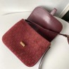 Saint Laurent Monogram All Over Small Satchel In Bordeaux Suede 545