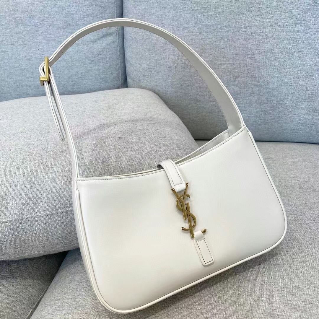 Saint Laurent Le 5 À 7 Hobo Bag In White Leather 569