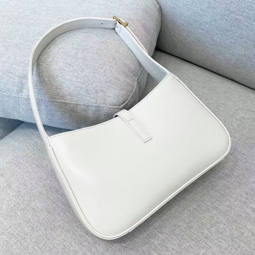 Saint Laurent Le 5 À 7 Hobo Bag In White Leather 569