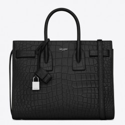 Saint Laurent Small Sac De Jour Bag In Black Crocodile Leather 613