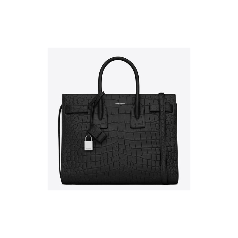 Saint Laurent Small Sac De Jour Bag In Black Crocodile Leather 613