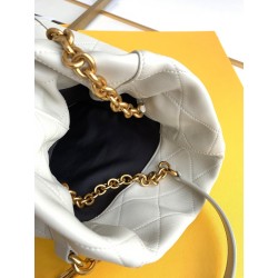 Saint Laurent Le Maillon Hook Bucket Bag In White Lambskin 667