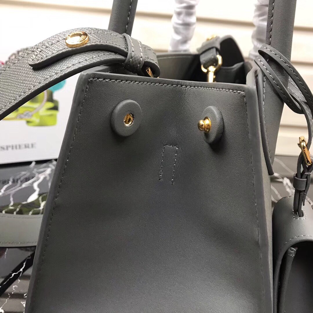 Prada Monochrome Bag In Grey Saffiano Leather 887