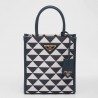 Prada Symbole Micro Bag In White/Blue Jjacquard Fabric 234