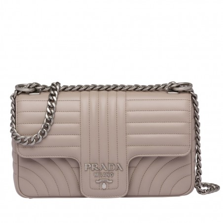 Prada Diagramme Flap Bag In Grey Calfskin 719