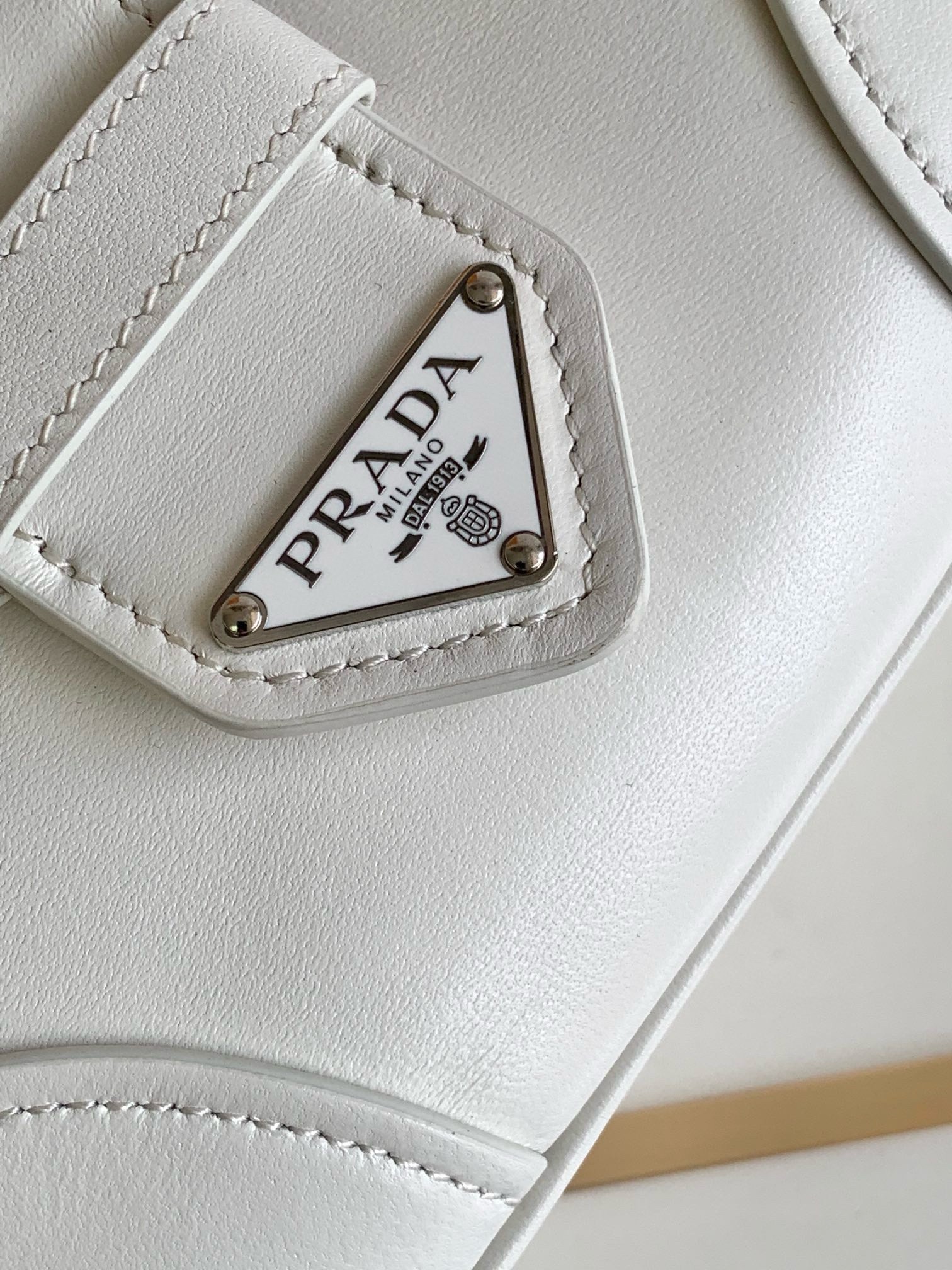 Prada Moon Bag in White Padded Nappa Leather 068