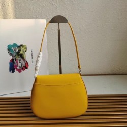 Prada Yellow Brushed Leather Cleo Shoulder Bag with Flap 137