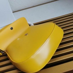 Prada Yellow Brushed Leather Cleo Shoulder Bag with Flap 137