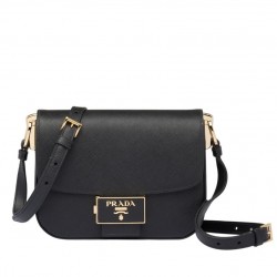 Prada Embleme Bag In Black Saffiano Leather  165