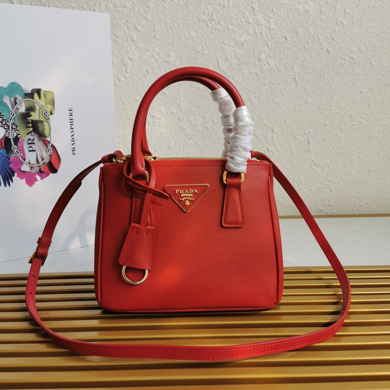 Prada Mini Galleria Bag In Red Saffiano Leather 203