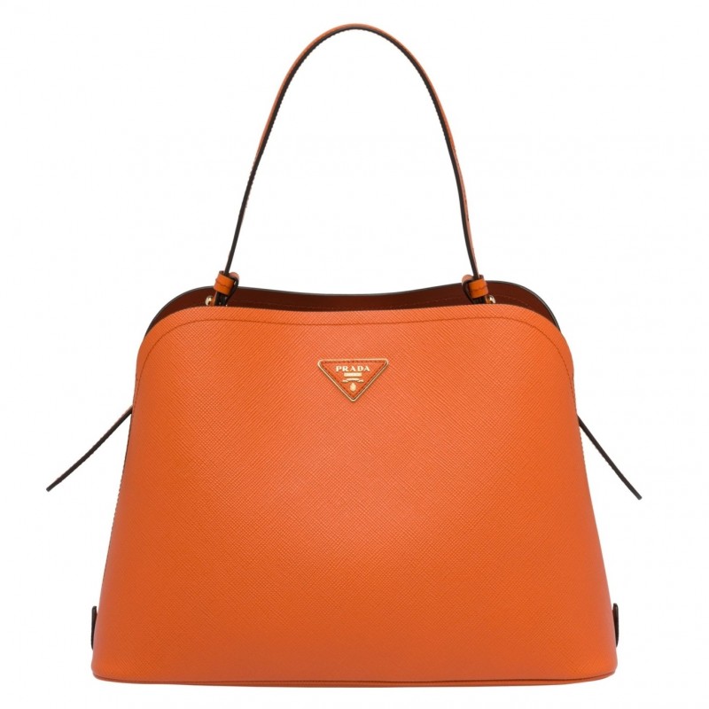 Prada Matinee Tote Bag In Orange Saffiano Leather 224