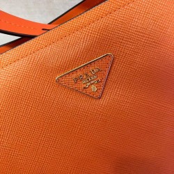 Prada Matinee Tote Bag In Orange Saffiano Leather 224